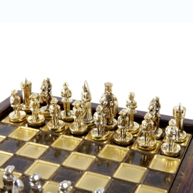 Ensemble de Jeu d'Échecs Empire Byzantin avec Coffret de Rangement - Or & Argent – Image 5