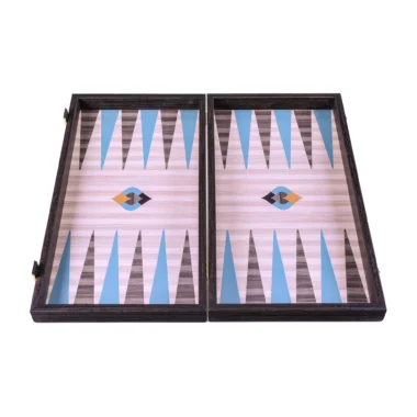 Ensemble de Backgammon Art Arabesque ouvert, vue frontale du plateau