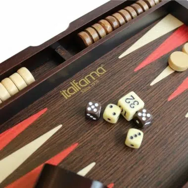 Backgammon Magnétique en Bois de Noyer Bruyère – Coffret Pliable avec Pions Magnétiques