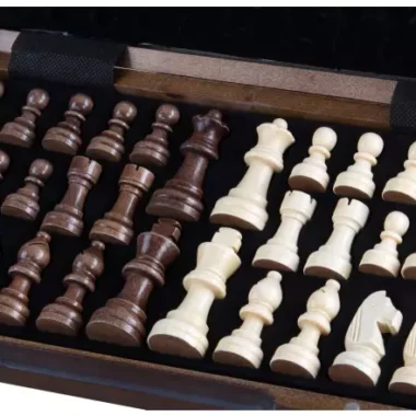 Jeu d’Echecs Magnétique en Noyer et Erable 31 cm – Pièces Staunton Stables et Plateau Portable