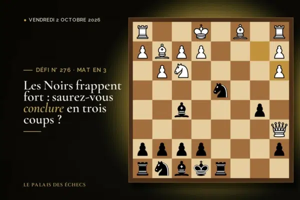 Position du défi d’échecs n° 276 : Les Noirs jouent et matent en 3
