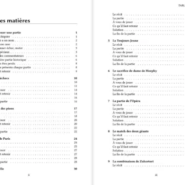 Table des matières du livre, deux pages